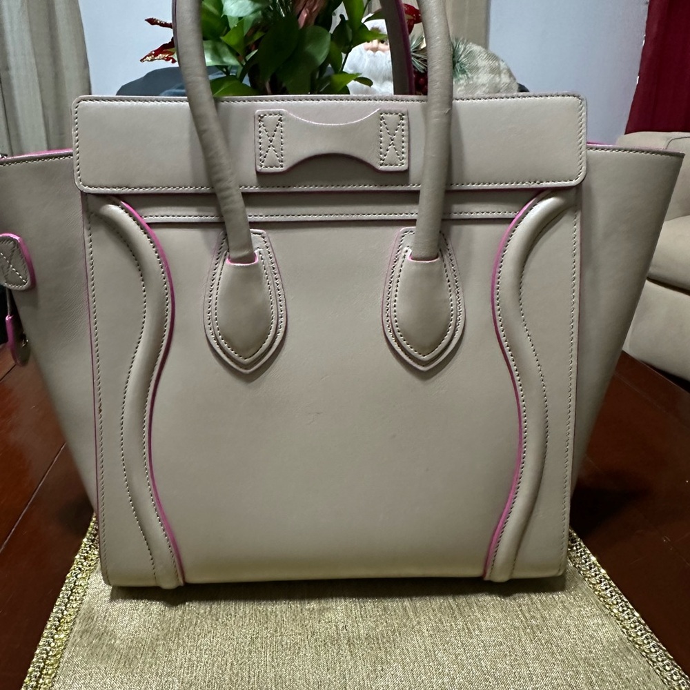 Celine Smooth Calfskin Micro Luggage Beige & Pink - Picture 2 of 8